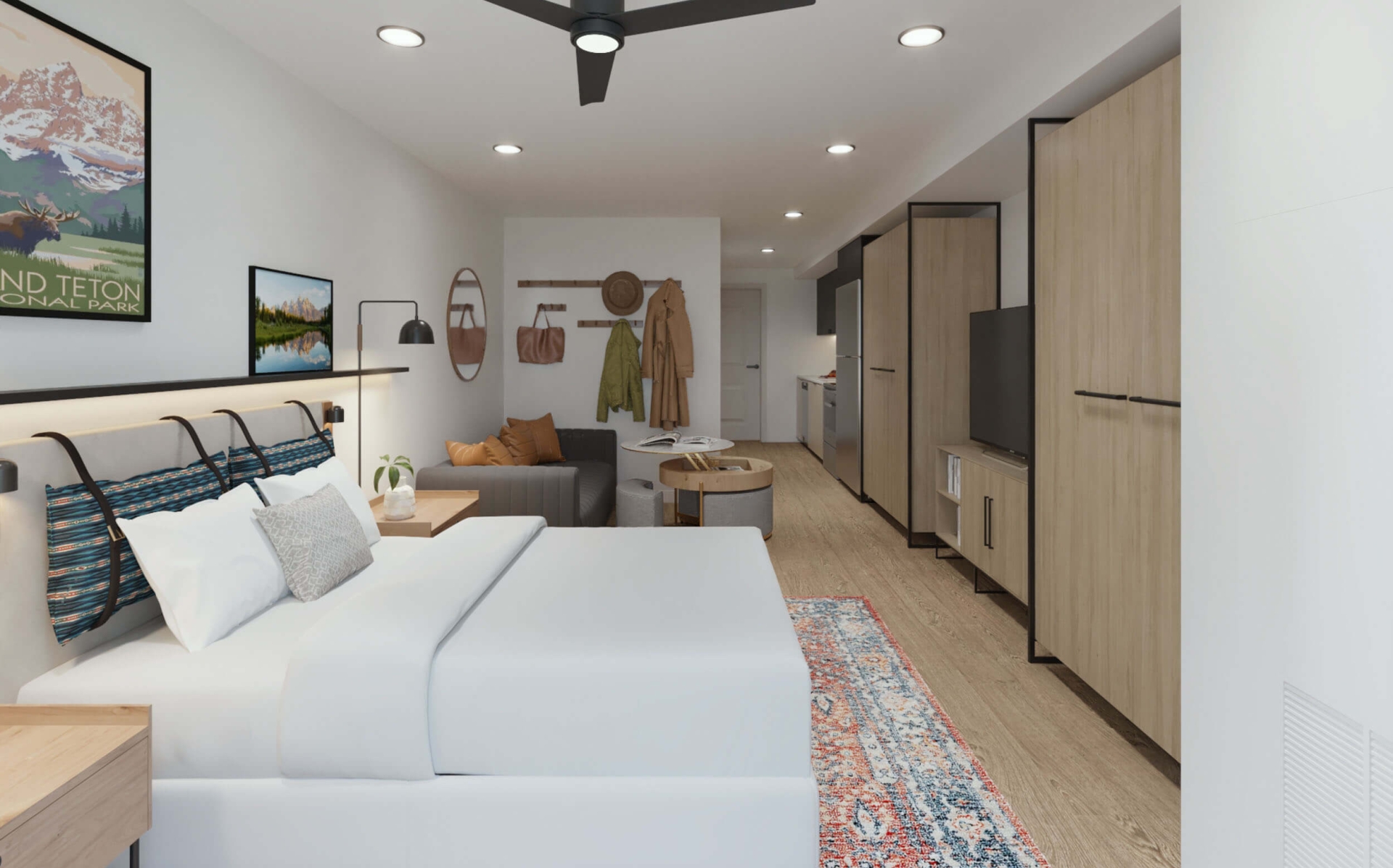 studio plans sb 1 op1 full bed jackson hole apartments the Loop