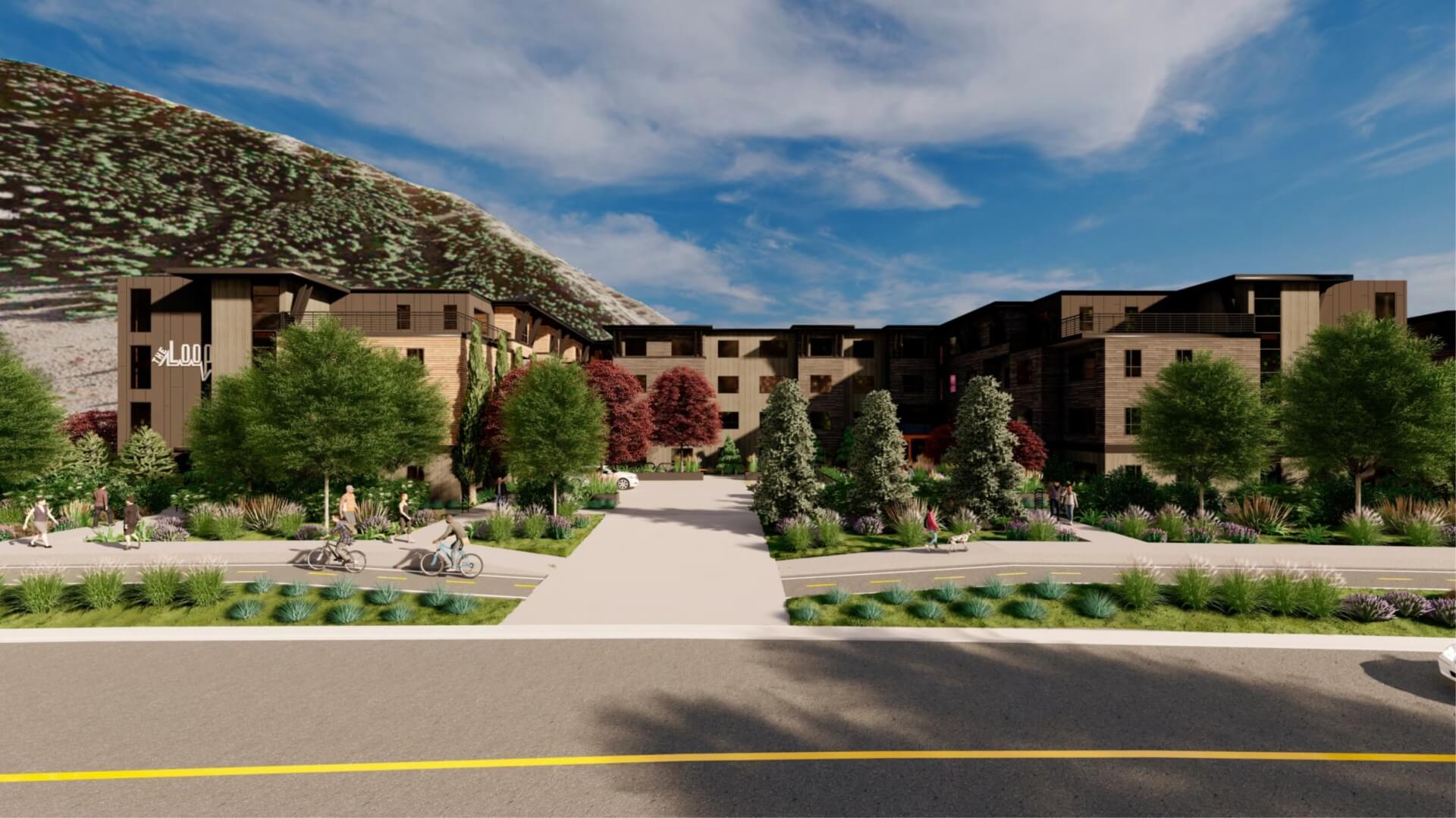 the loop jackson hole apartments exteriro rendering 1